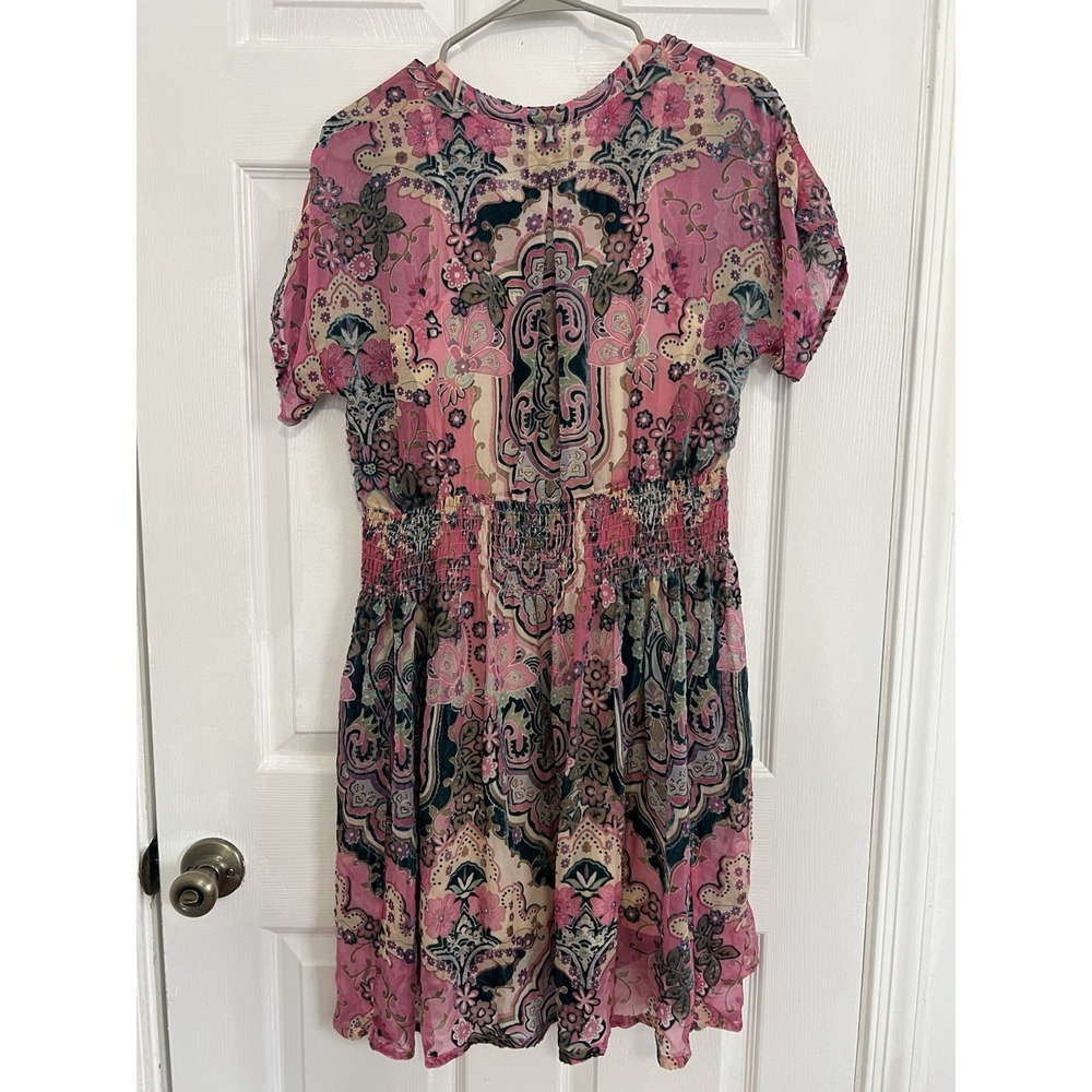 Johny Was Thia Burnout Dress Womens Size S Floral Boho Festival Sheer Luxe Chic - Picture 4 of 15